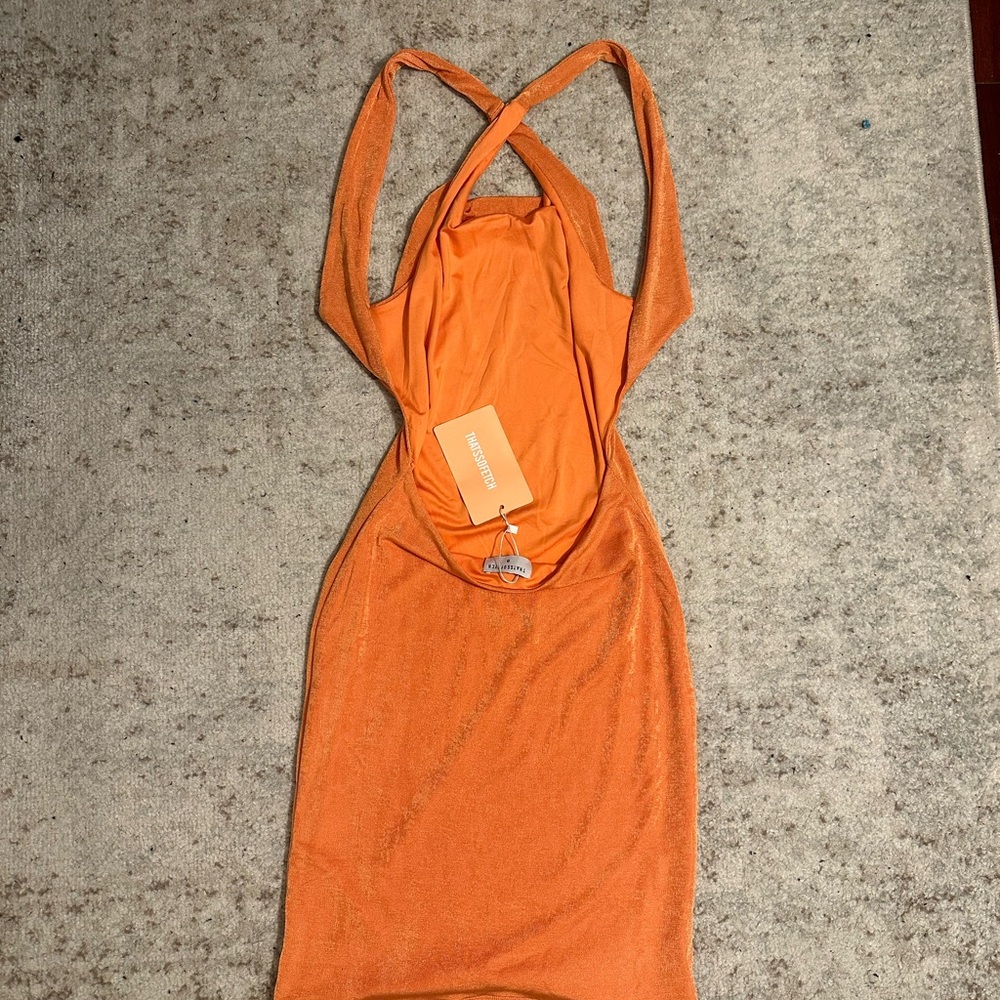 Orange Sleeveless Mini Dress - Never worn - Picture 3 of 3